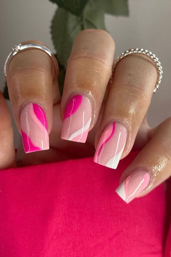 Nail Art With Different Shade of Pink