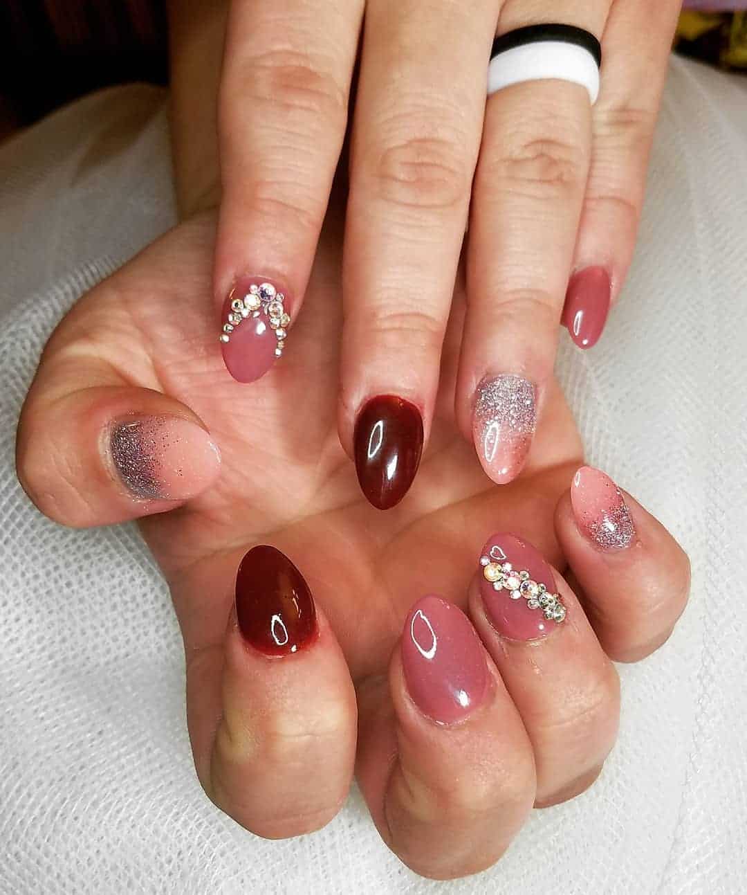 Almond Nails with The Rhinestones