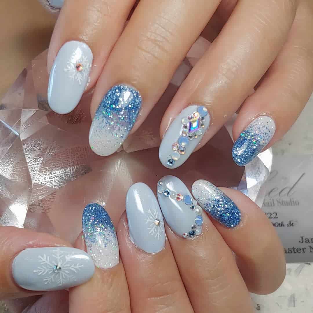 Glittered Almond Nails