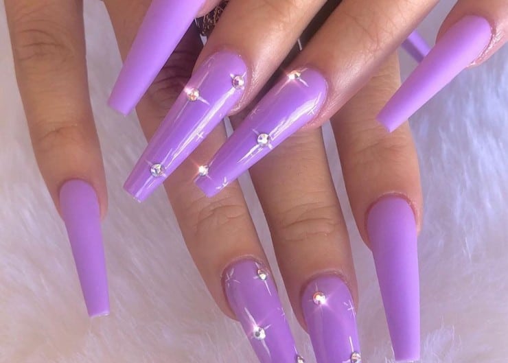 3. Lavender Ombre Nails with Rhinestones - wide 7