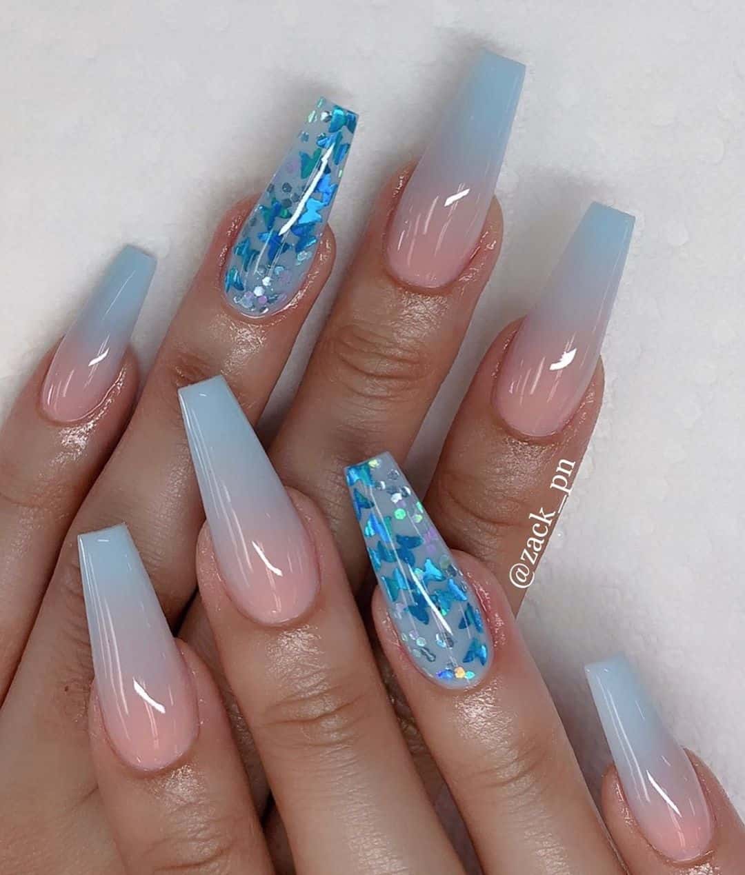 Ombre Nails with Theme of The Sea