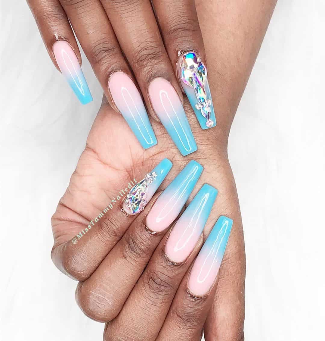 Ombre Nails with Theme of The Sea