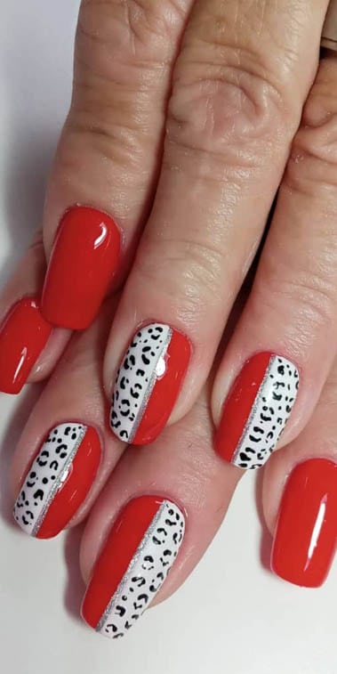Red and White Nail Design