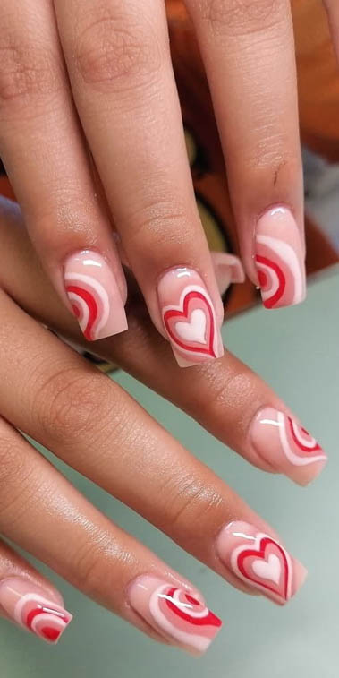 Light Pink and Red Nails