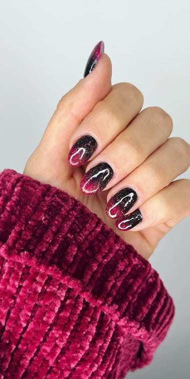 Vibrant Red Ombre Nails