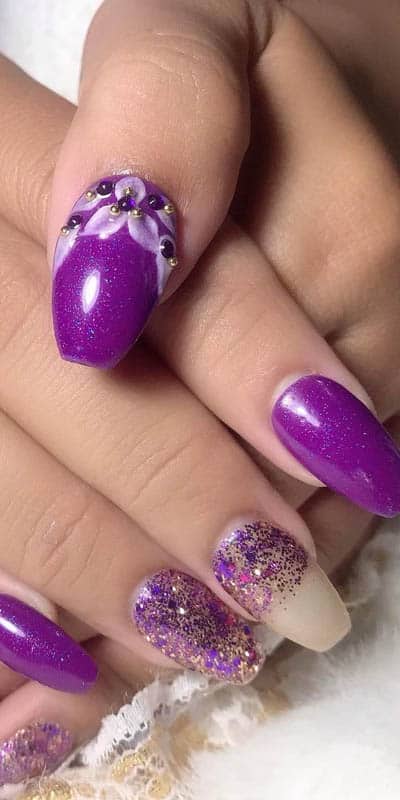 Dark Purple Ombre and Flowers