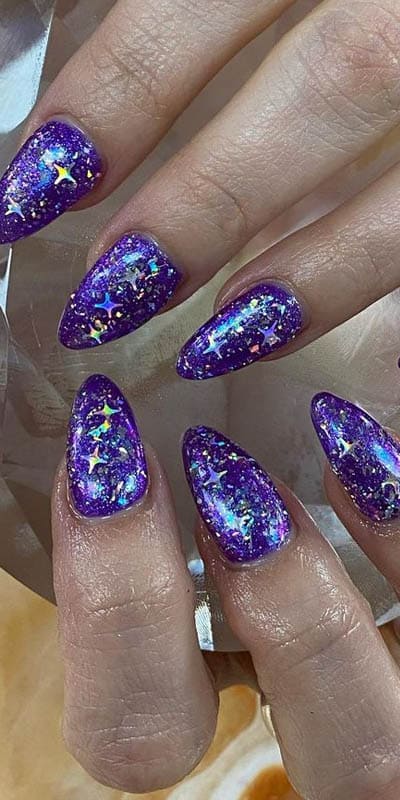 Purple Galaxy Inspired Nails