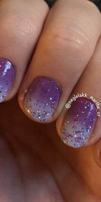 Purple Gradient Nails With Glitters
