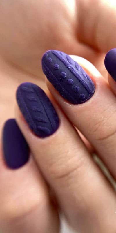 Purple Matte Nails With Texture Pattern