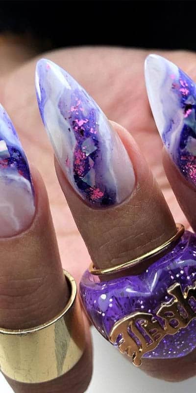 Beautiful Purple Marble Nails