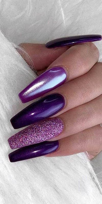 The post showcase 26 amazing purple nails ideas that will make your jaw drop. From glitter, jewels and gold to animal print and dots, there's something for everyone in these stunning designs. Choose a perfect purple manicure and then find out which of the designs you'll be trying on! #purplenails #purplenailart #purplenaildesigns #purpleacrylicnails