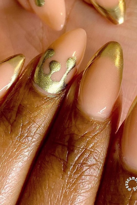 Gold Chrome Ombre Nails