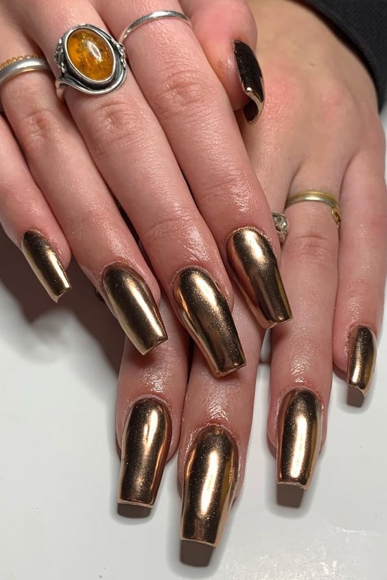 Gold Chrome Nails