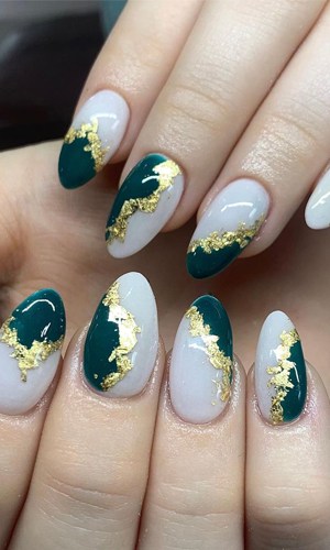 White and Dark Green With Gold Foil Accent