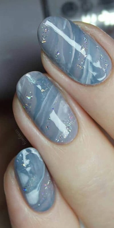 Slate Gray Marble Nails
