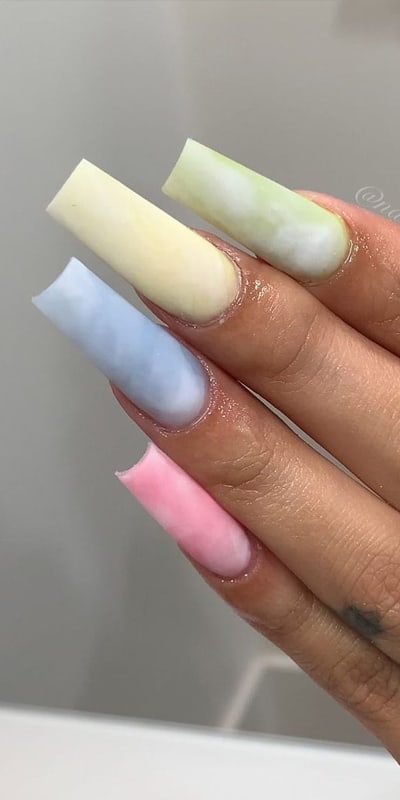 Pastel Colors Marble Nails