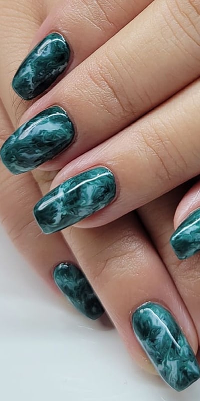 Emerald Green Marble Nails