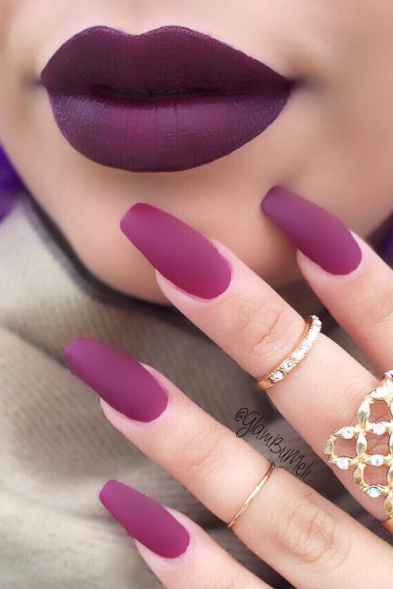 Magenta Haze Matching Lipstick And Nails