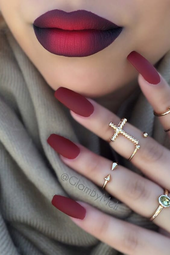 Sexy Red Matching Lipstick And Nails