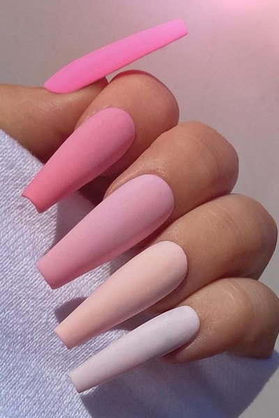 Matte Pink Gradient Nails