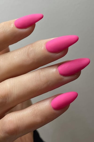Matte Pink Almond Nails
