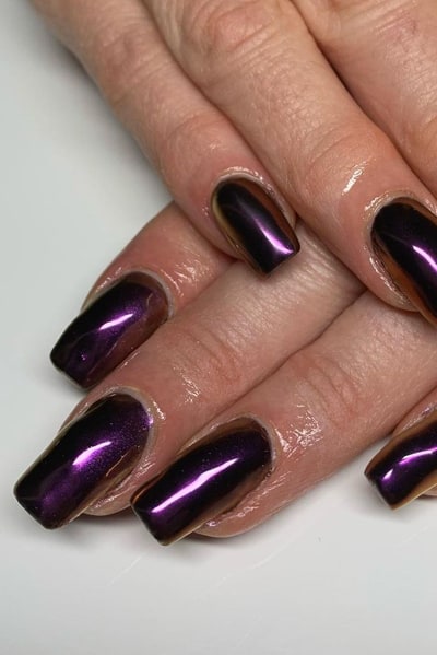 Shiny Dark Purple Metallic Nail