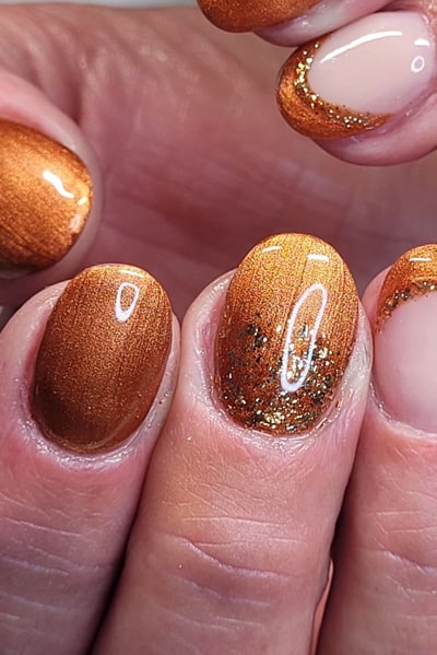 Copper Nails With Glitter