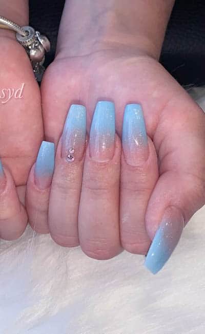 Cute Blue Gradient Ombre Nails
