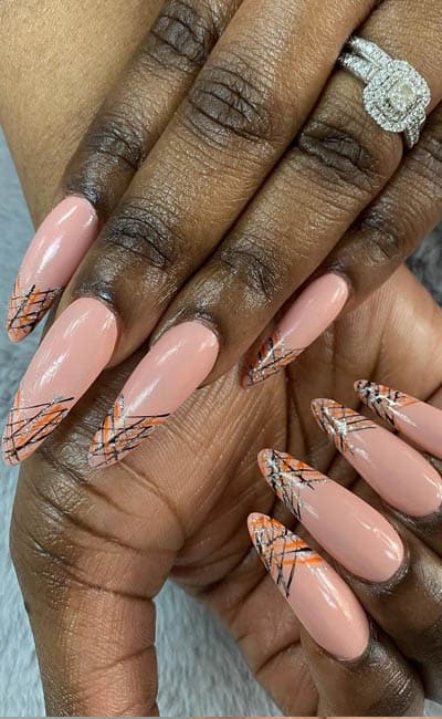 Nude Ombre Stiletto Nails With Abstract Tips