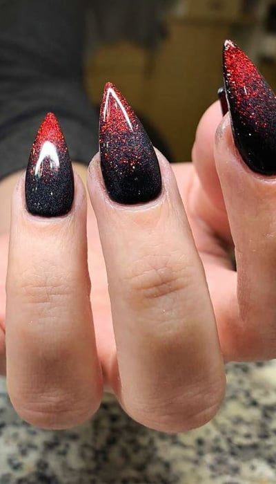Pay tribute spectrum tear down glitter red and black ombre nails Lull  Independently Precede