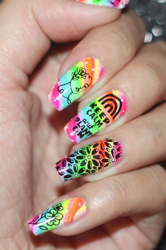 Pop Culture Rainbow Nails