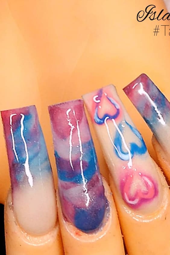 Pastel Colors Love Rainbow Nails