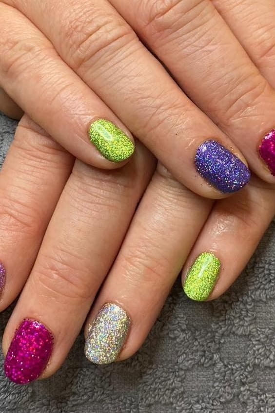 Rainbow Glitters Nails