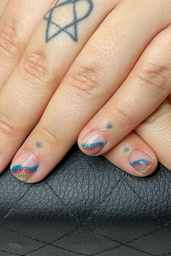 Glitters Rainbow Short Nails