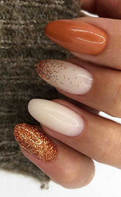 Crayola, White and Rose Gold Glitters Nails