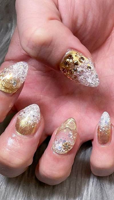 Gold And Silver Nails Combination