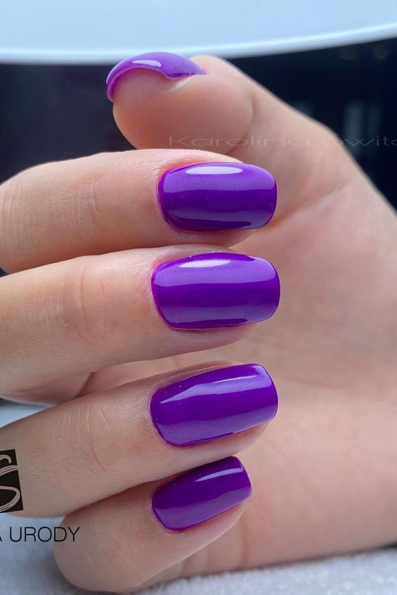 Nude Violet Square Nails