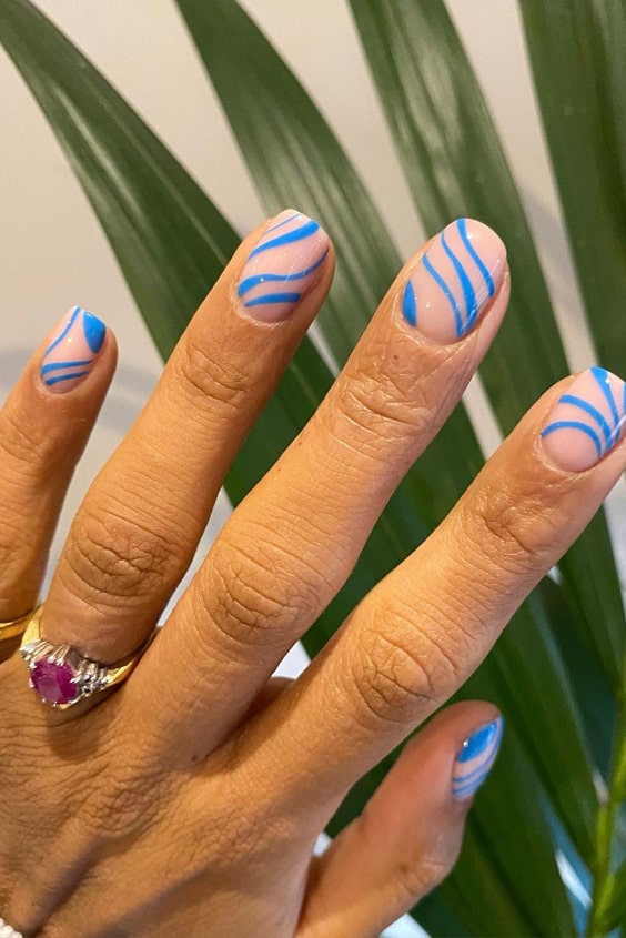 Blue Sapphire Swirls Nails