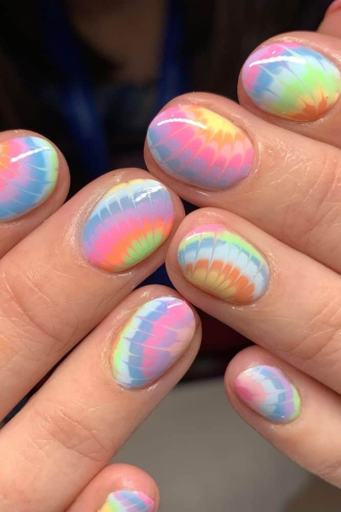 Rainbow Tie-Dye - 19 Fashionable Summer Nail Designs You Won't Want to Miss