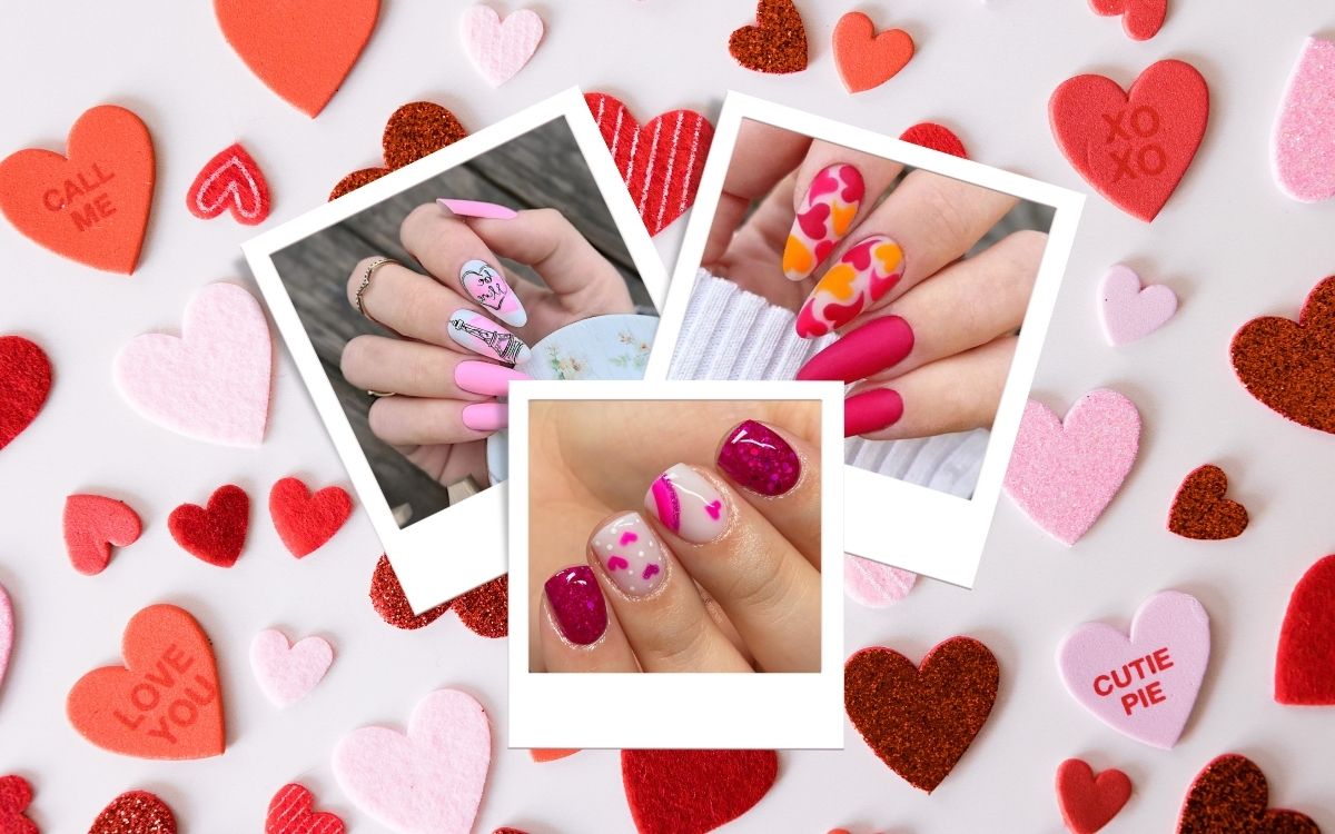 Check out 30 creative Valentine nail designs! From pink acrylic to intricate patterns, these nail designs are perfect for adding a touch of love to your look. #naildesigns #valentinenails #valentinesday