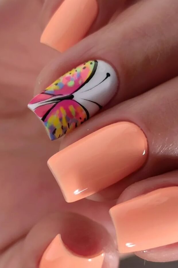 Butterfly-themed nail art design