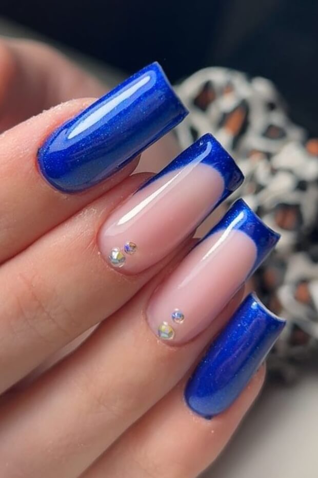 Blue and pink ombre with diamond accent