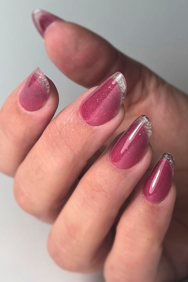 Pink and silver intricate Spring nail art
