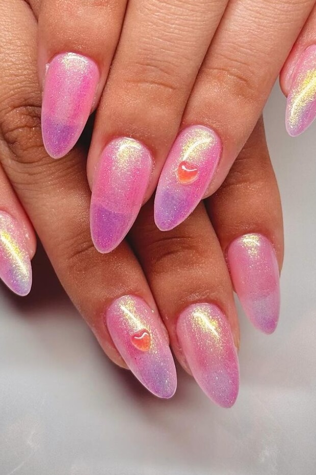 Pink and gold ombre with heart accent