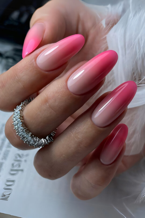 Almond-Shaped Ombre Pink Nails