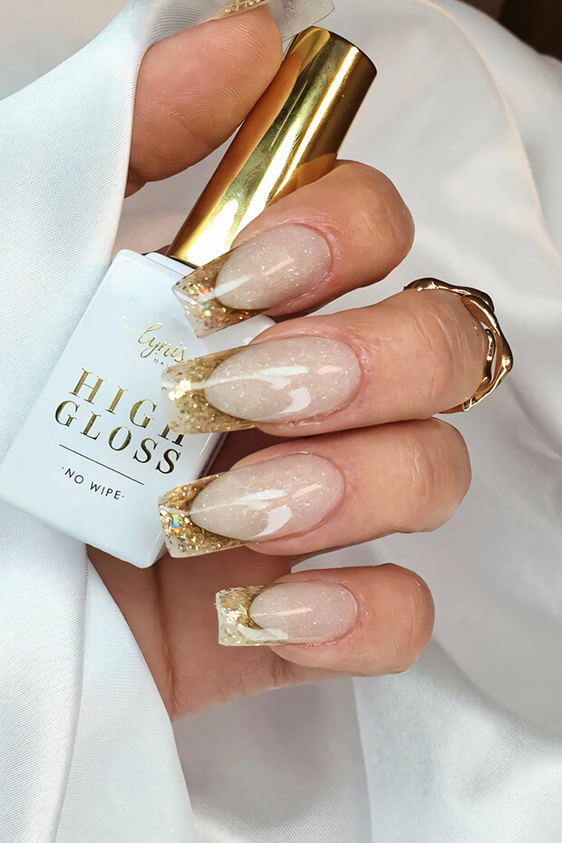 Beige and gold creative nail art design