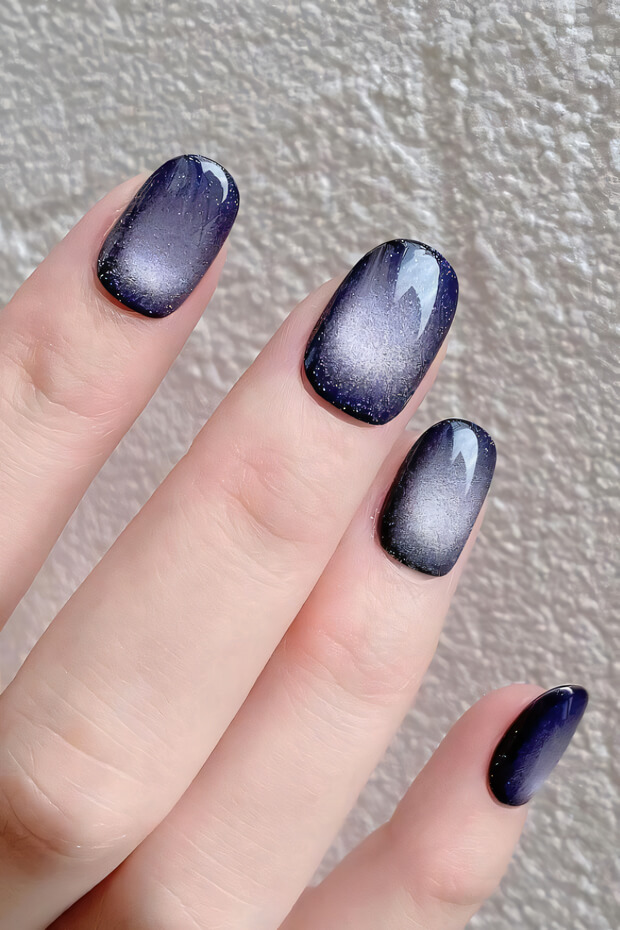 Dark Blue Ombre Gradient Nails