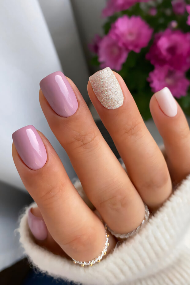 Gradient Pink and White Minimalist Nails