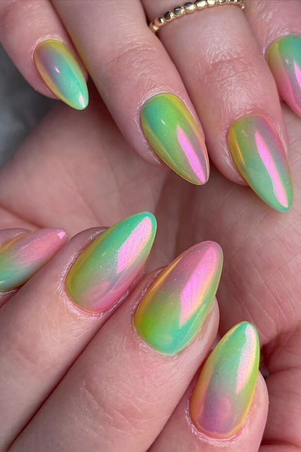 Pastel colors combination of pink, green, and yellow