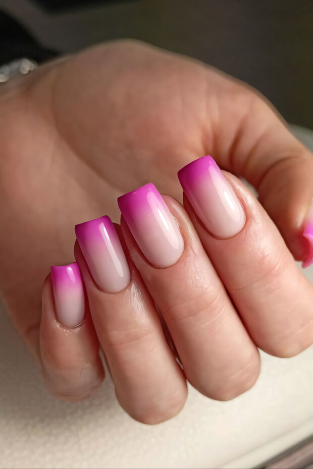 Pink and White Ombre Nail Art Design